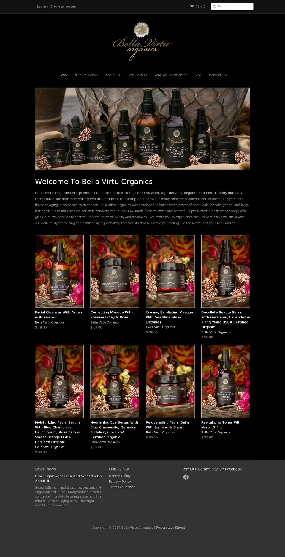 bellavirtuorganics.com shopify website screenshot
