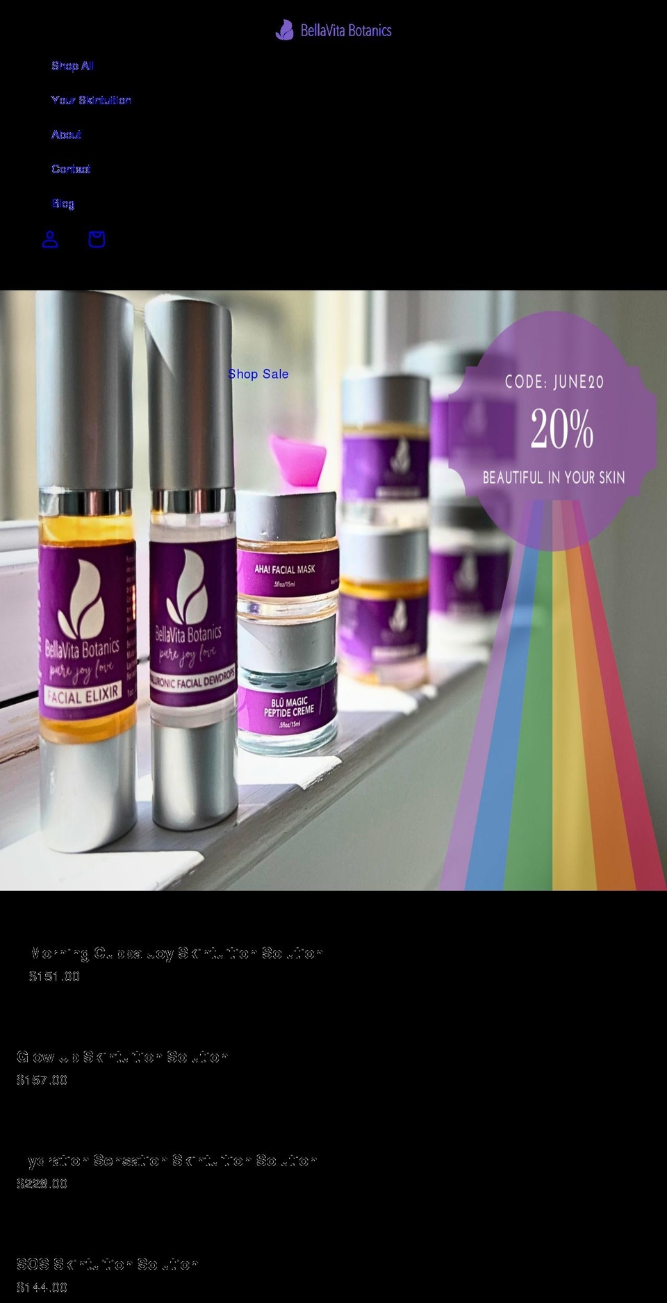 bellavitabotanics.com shopify website screenshot