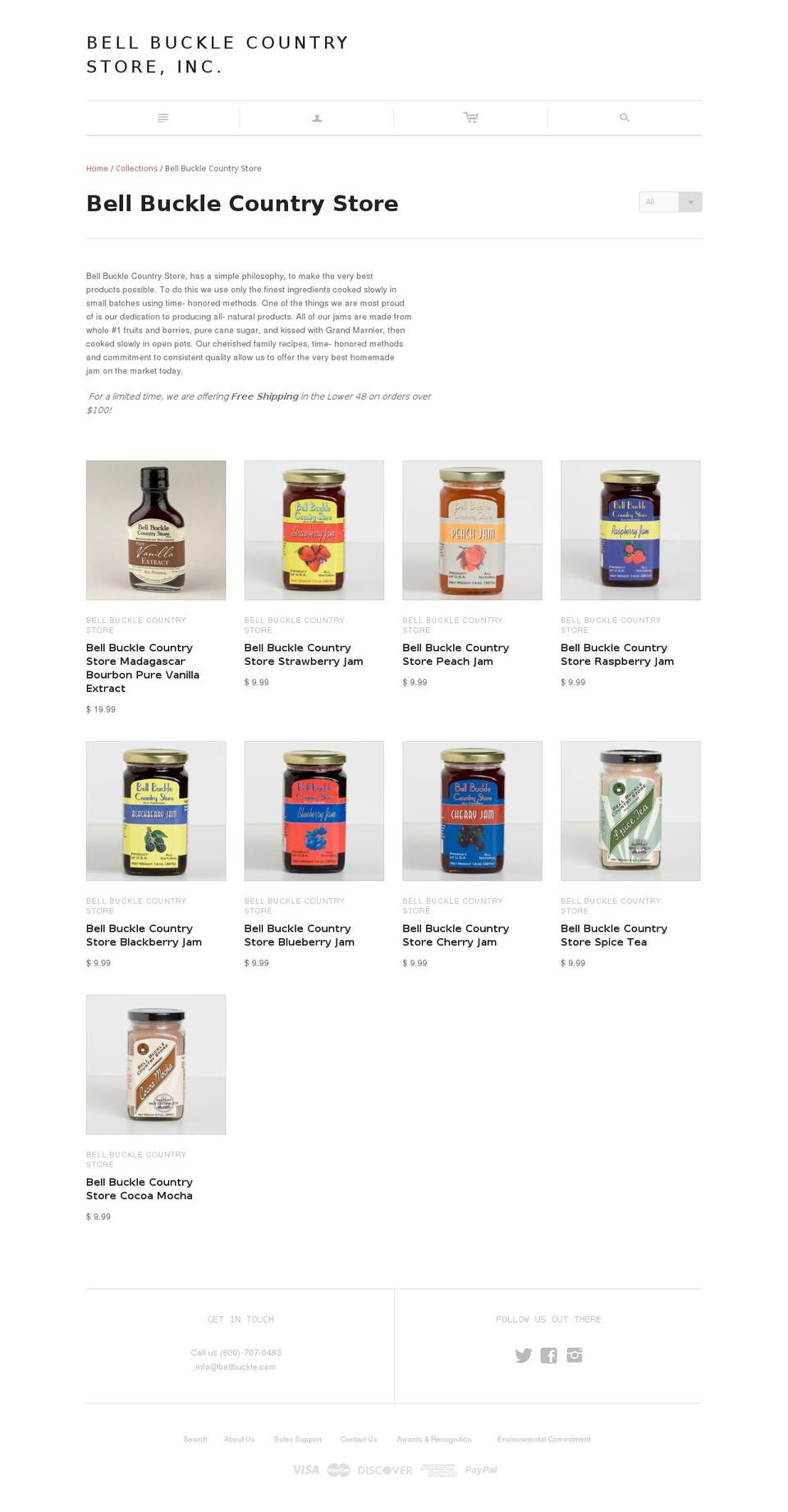 bellbucklecountrystore.com — Shopify storefront screenshot