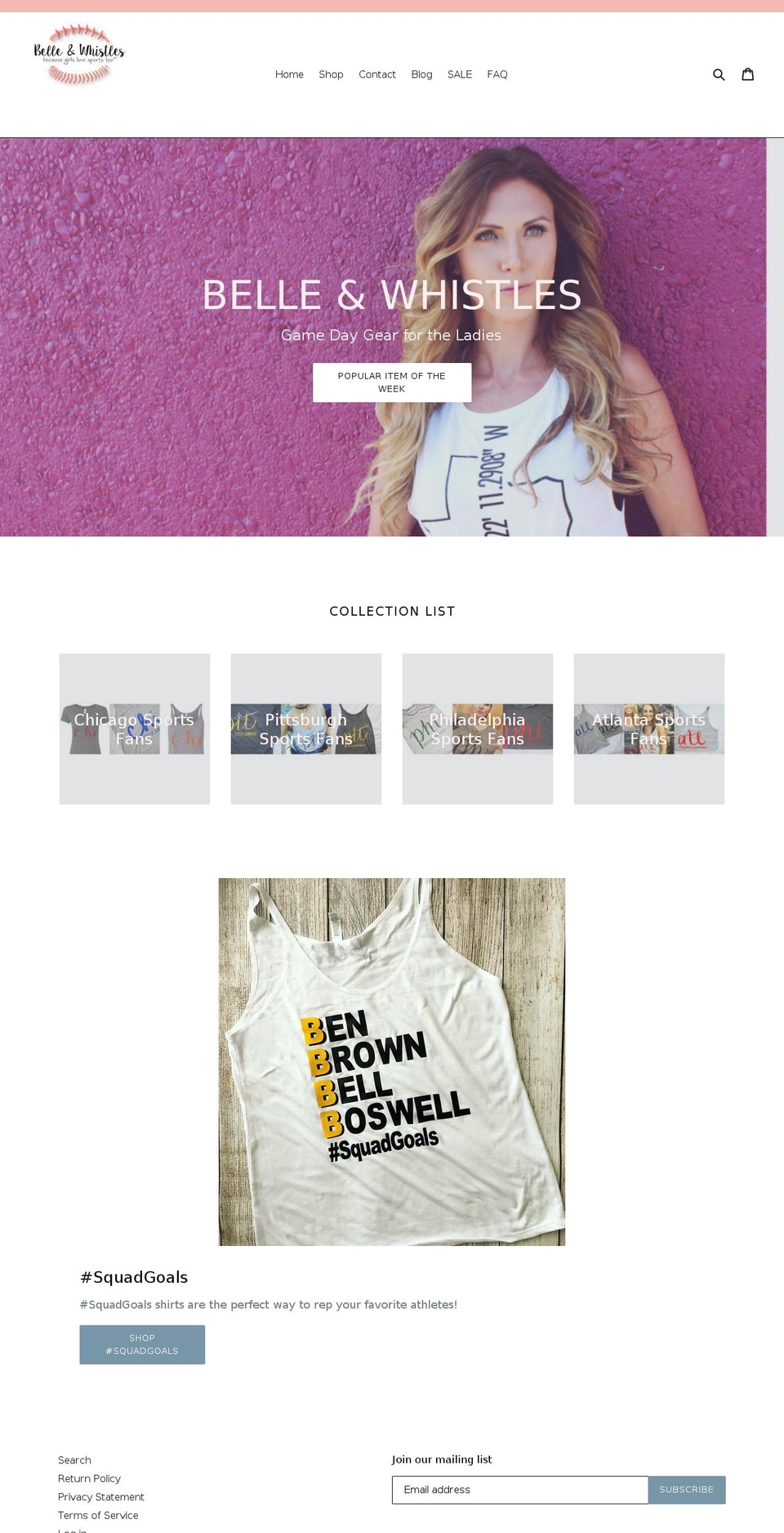 belle-whistles.com — Shopify storefront screenshot