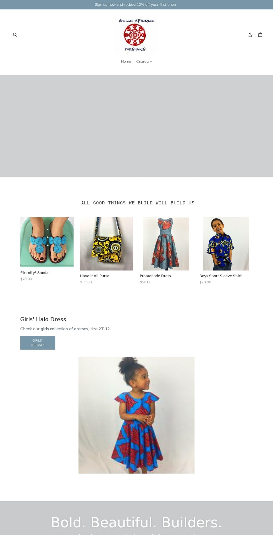 belleafriquedesigns.com shopify website screenshot