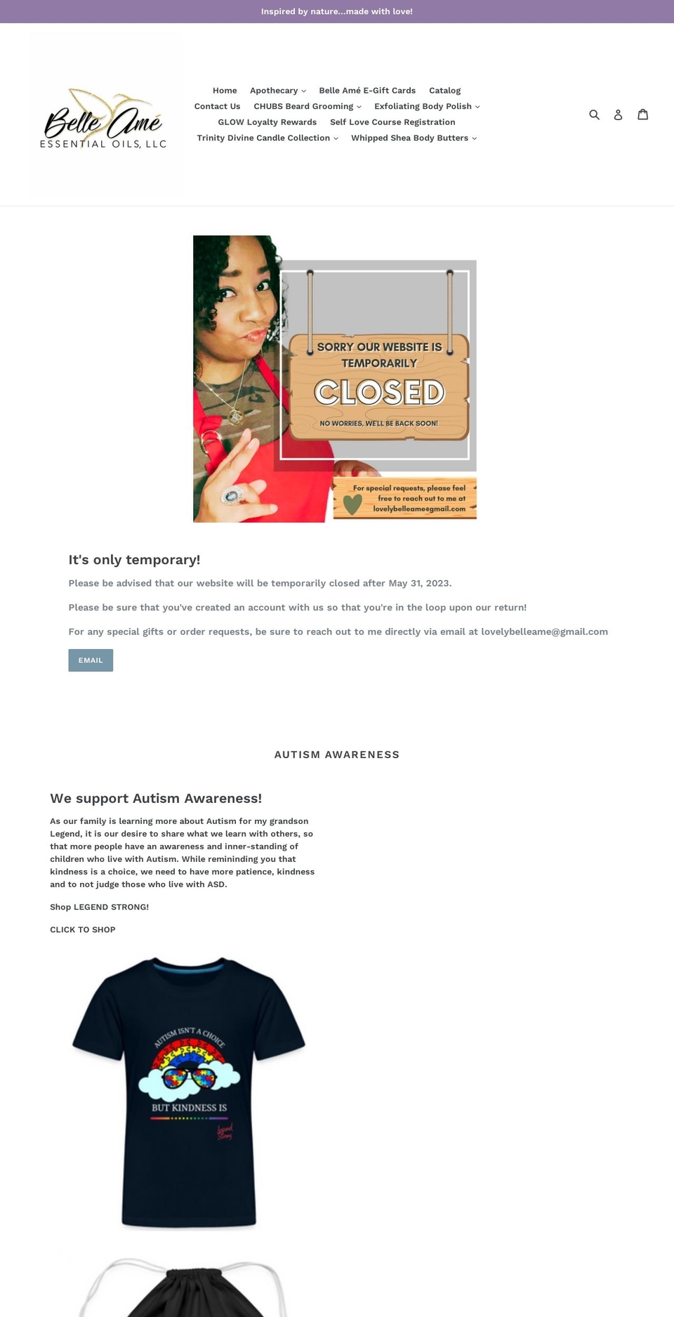 belleameoils.com — Shopify storefront screenshot