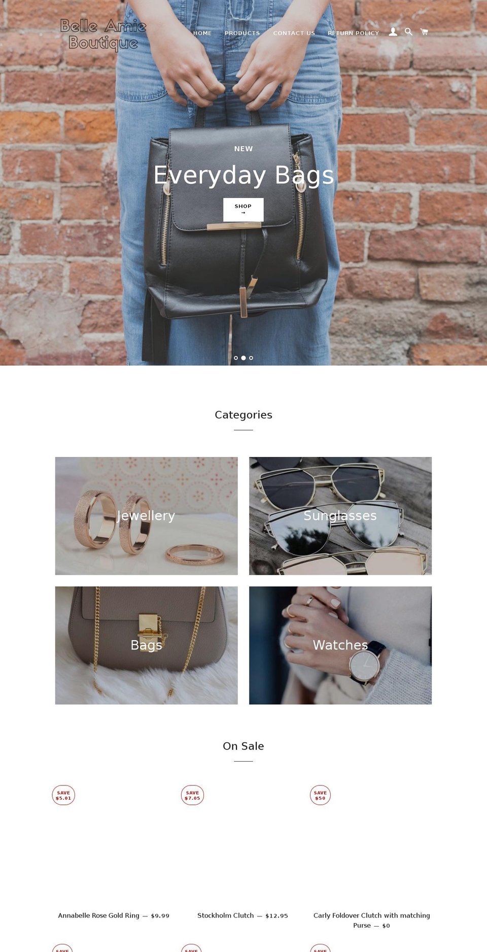 belleamieboutique.com shopify website screenshot