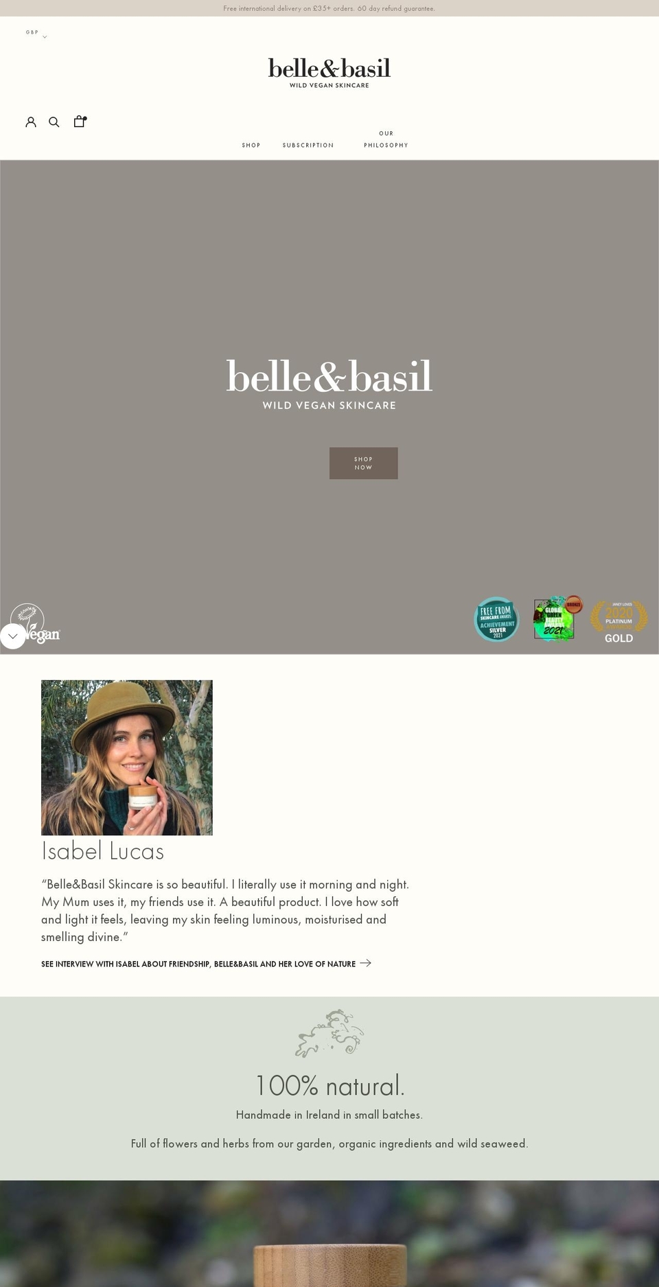 belleandbasil.com shopify website screenshot