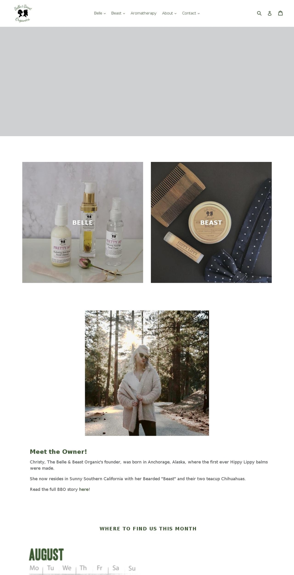 belleandbeastorganics.com shopify website screenshot