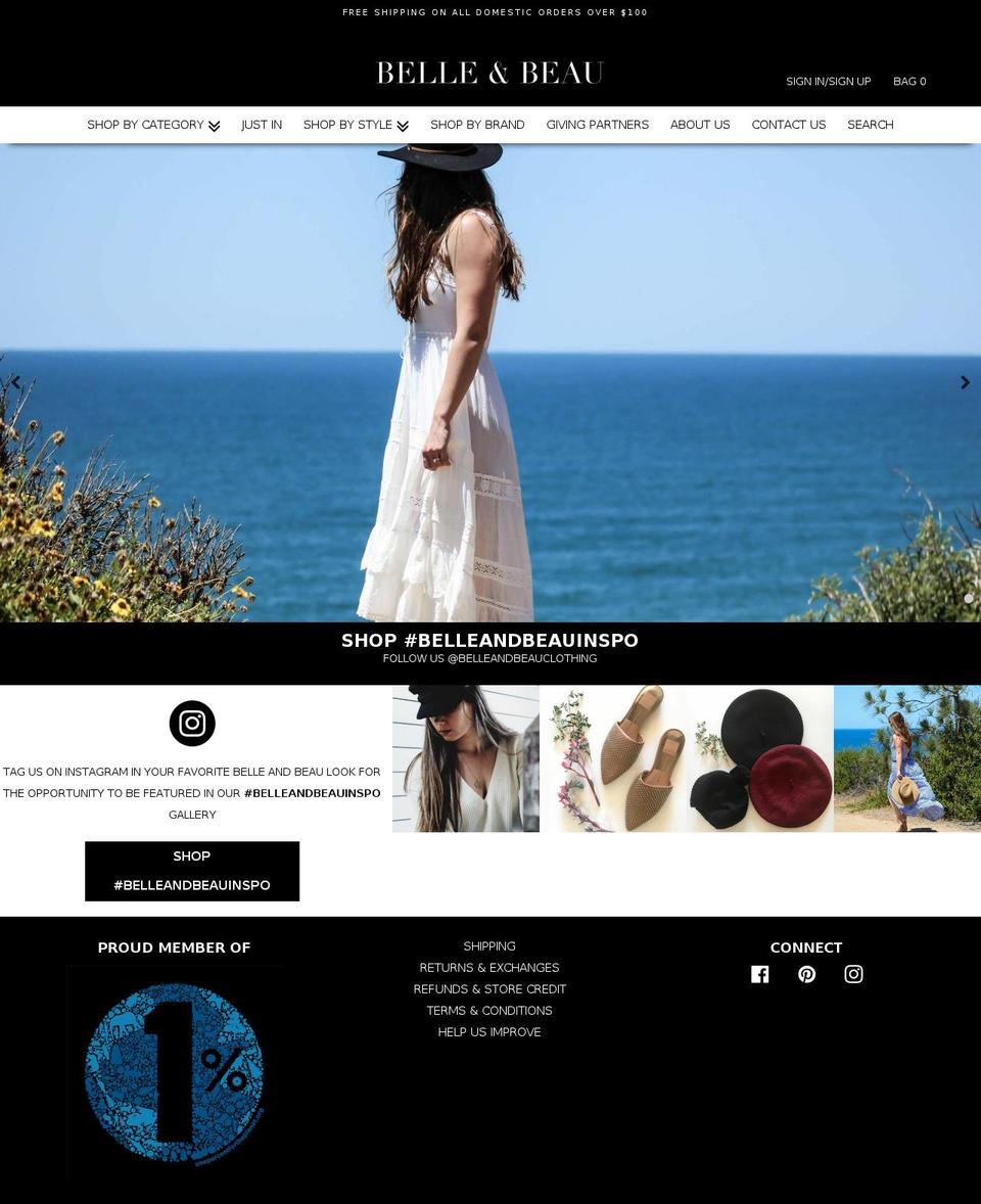 belleandbeauclothing.com — Shopify storefront screenshot