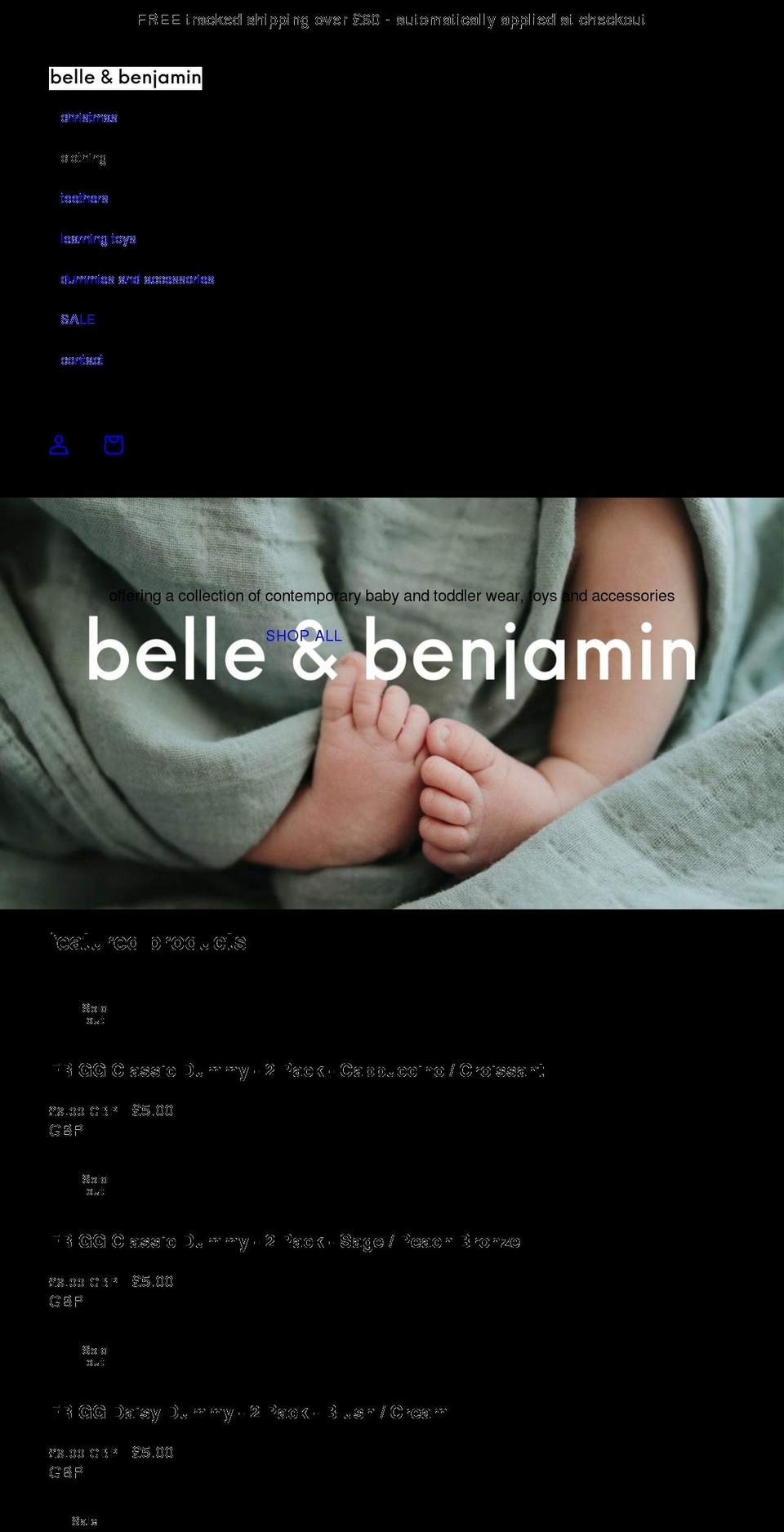 belleandbenjamin.co.uk shopify website screenshot