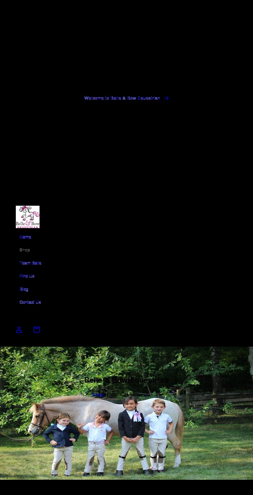 belleandbowequestrian.com shopify website screenshot