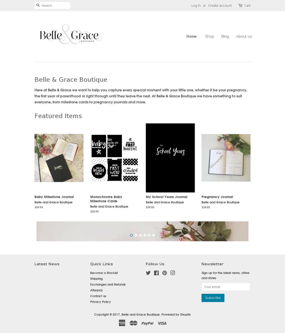 Creative Shopify theme site example belleandgraceboutique.com.au