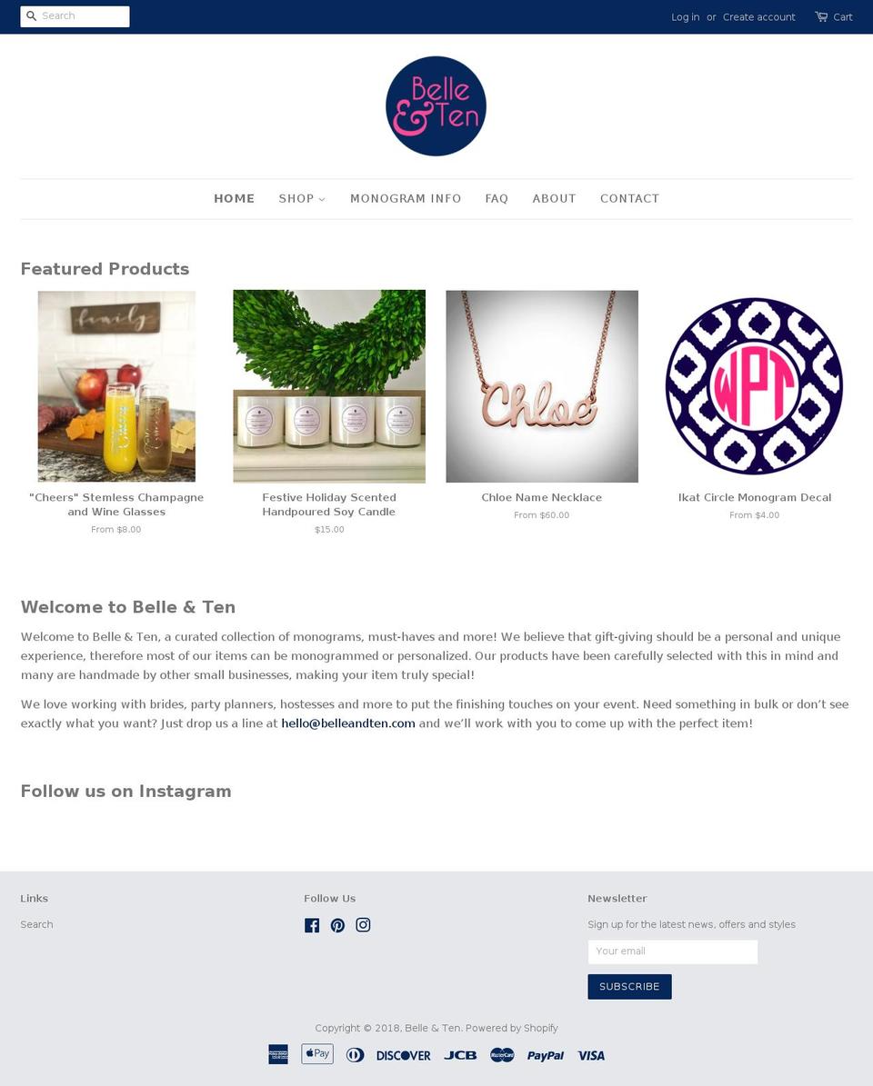 belleandten.com shopify website screenshot