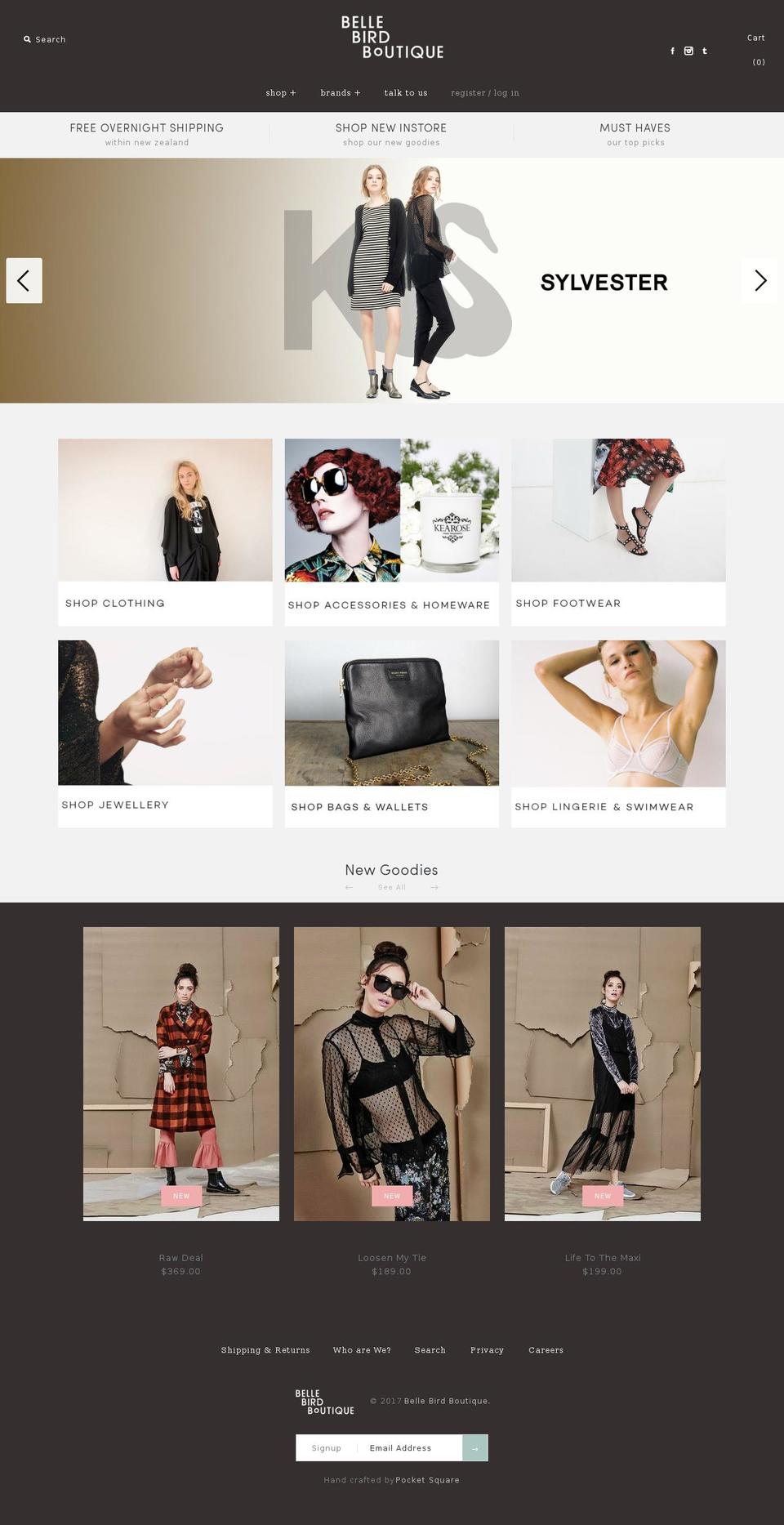 boutique Shopify theme site example bellebird.co.nz