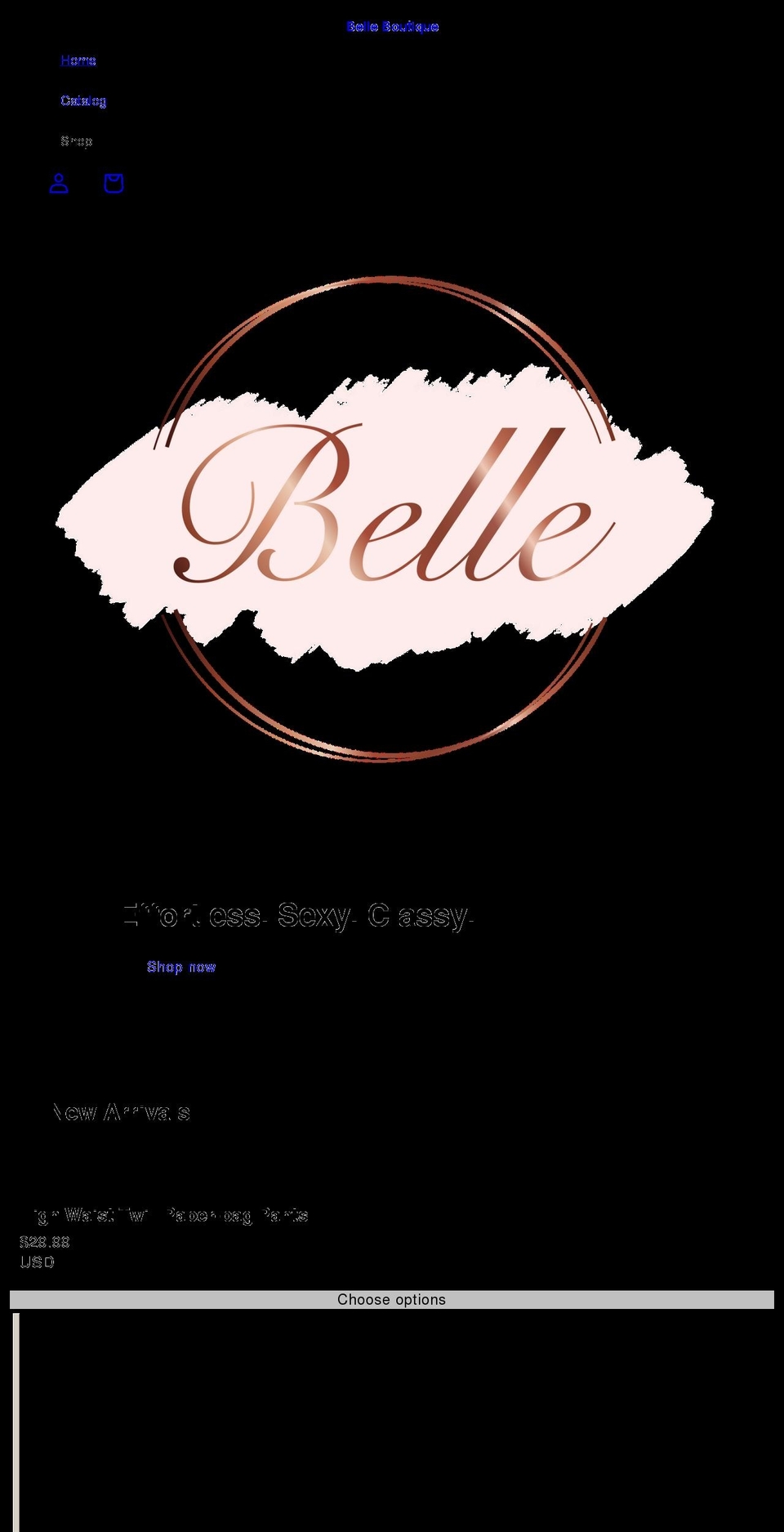 belleboutique.us shopify website screenshot