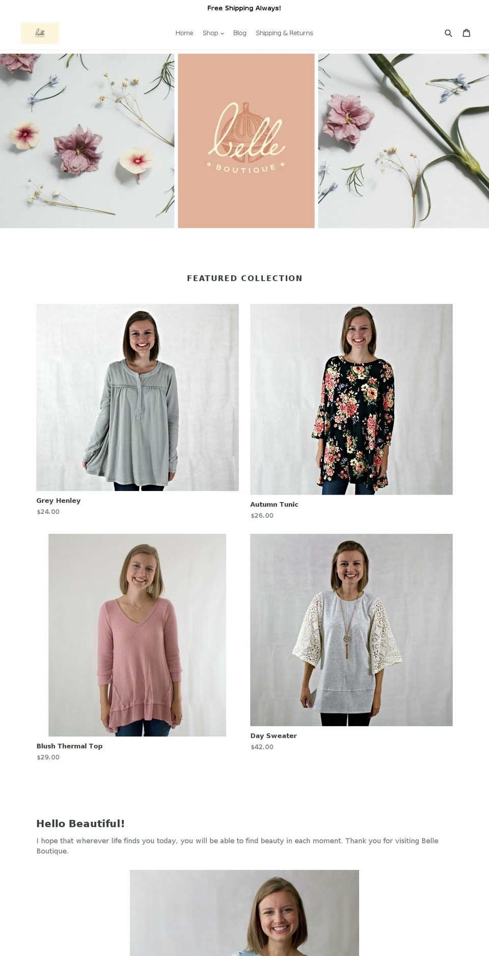 belleboutiqueshop.com — Shopify storefront screenshot