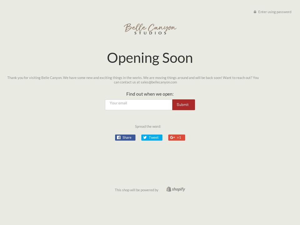 bellecanyon.com — Shopify storefront screenshot
