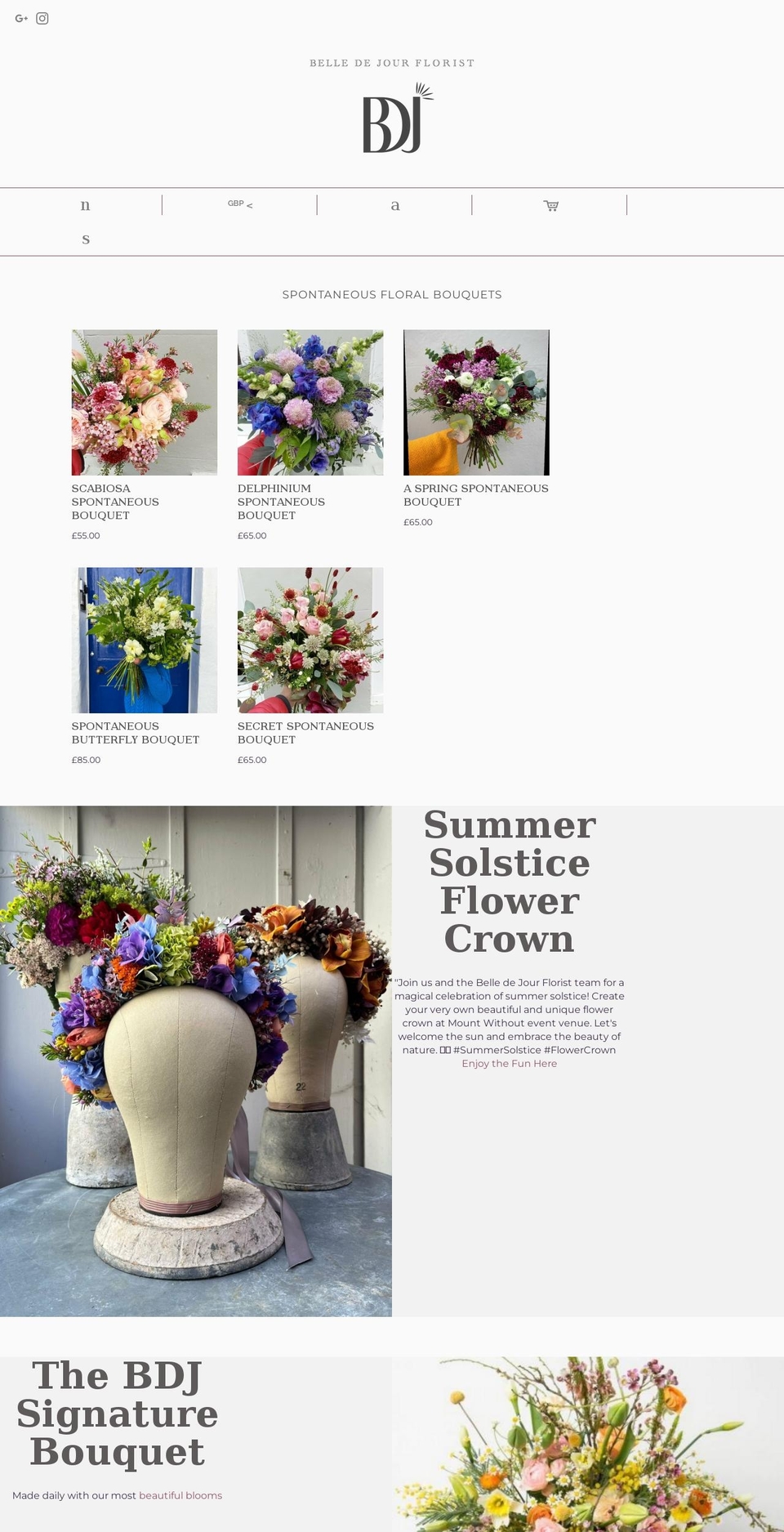 belledejourflorist.co.uk shopify website screenshot