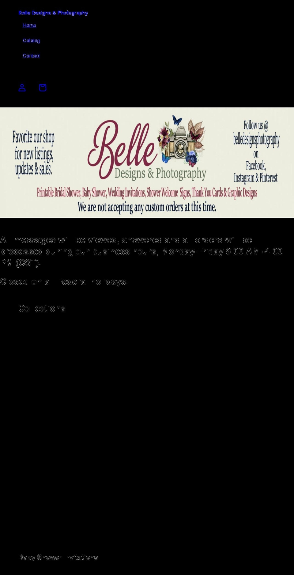 belledesignsphotography.com shopify website screenshot