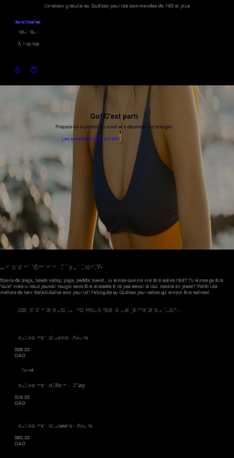 belleetactive.com shopify website screenshot