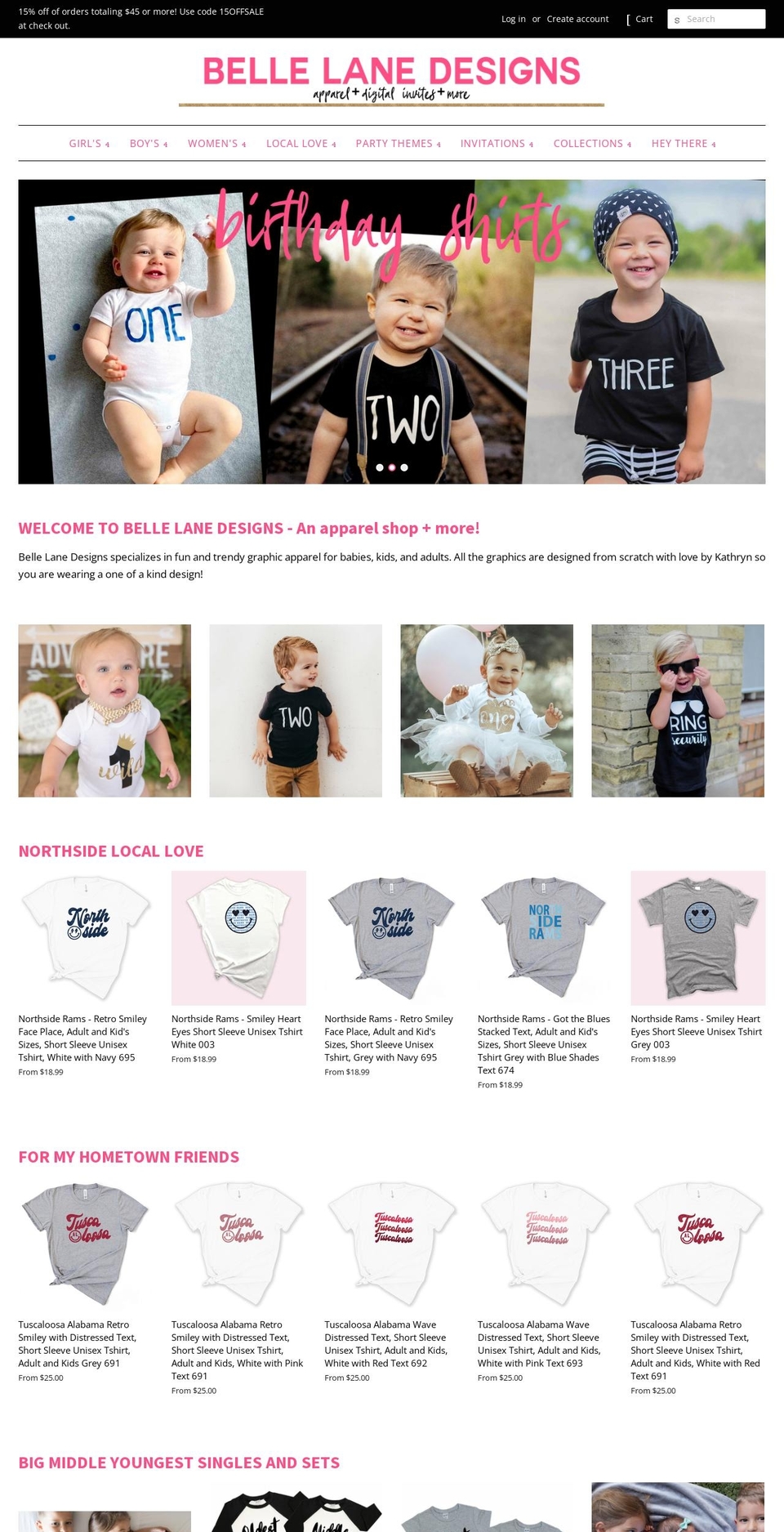 bellelanedesigns.com shopify website screenshot