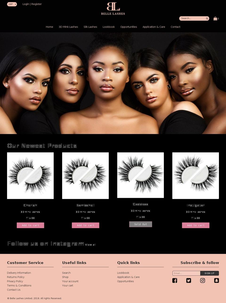 belleluxelashes.com — Shopify storefront screenshot