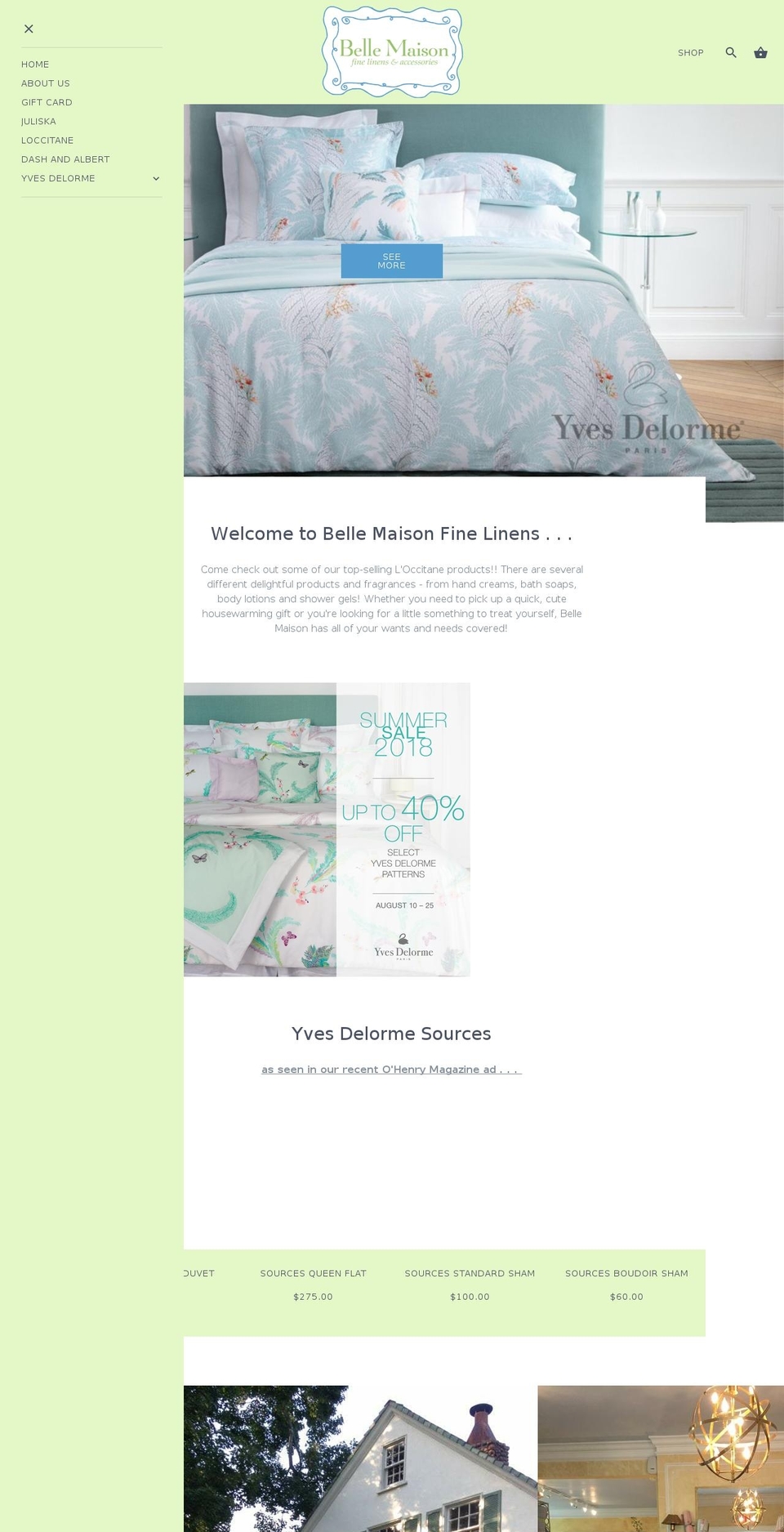 bellemaisonlinens.com — Shopify storefront screenshot