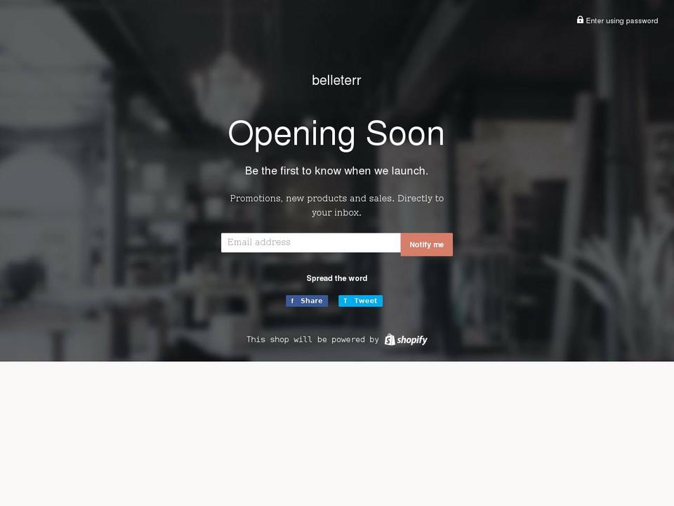 belleterr.com shopify website screenshot
