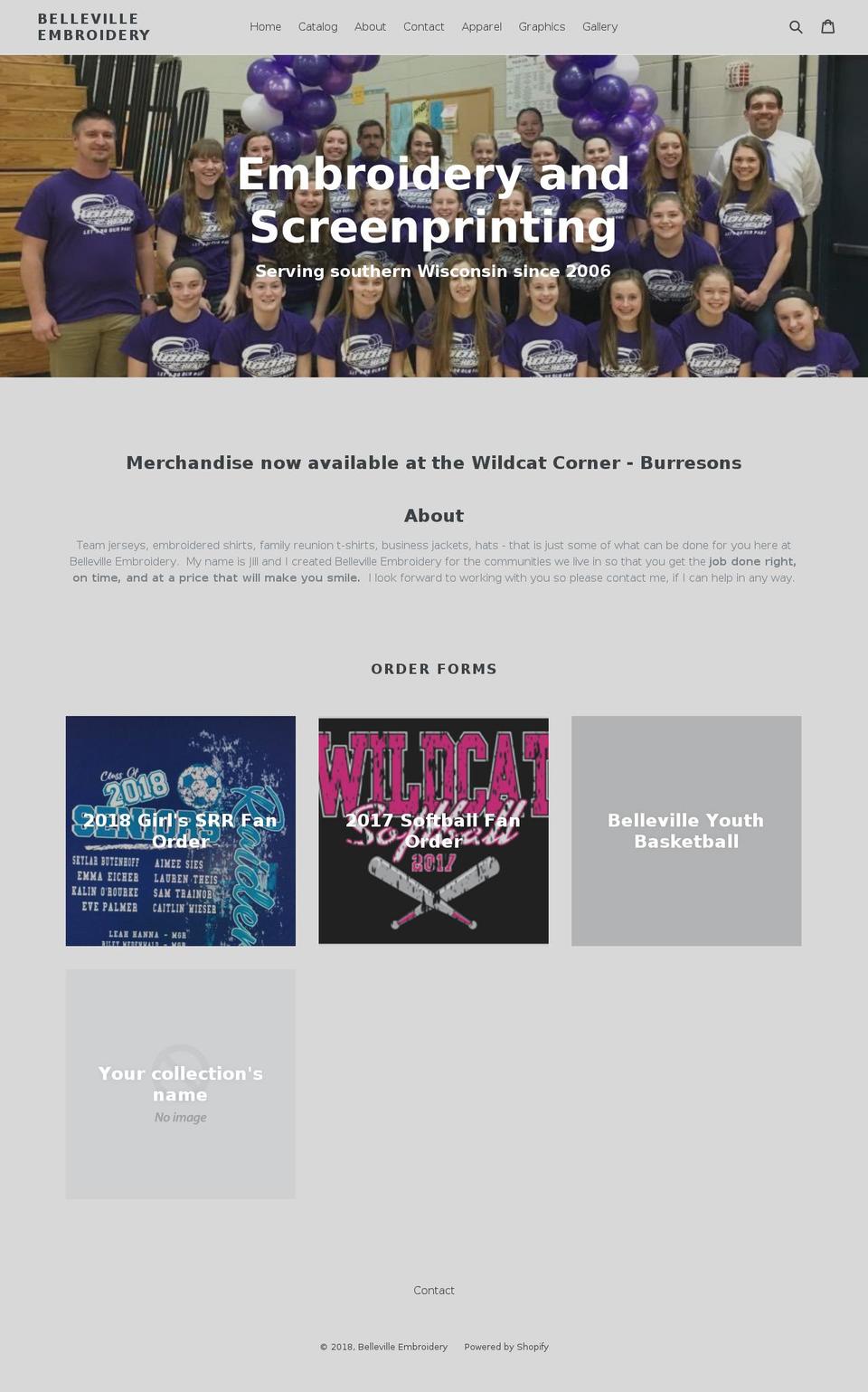 bellevilleembroidery.com — Shopify storefront screenshot