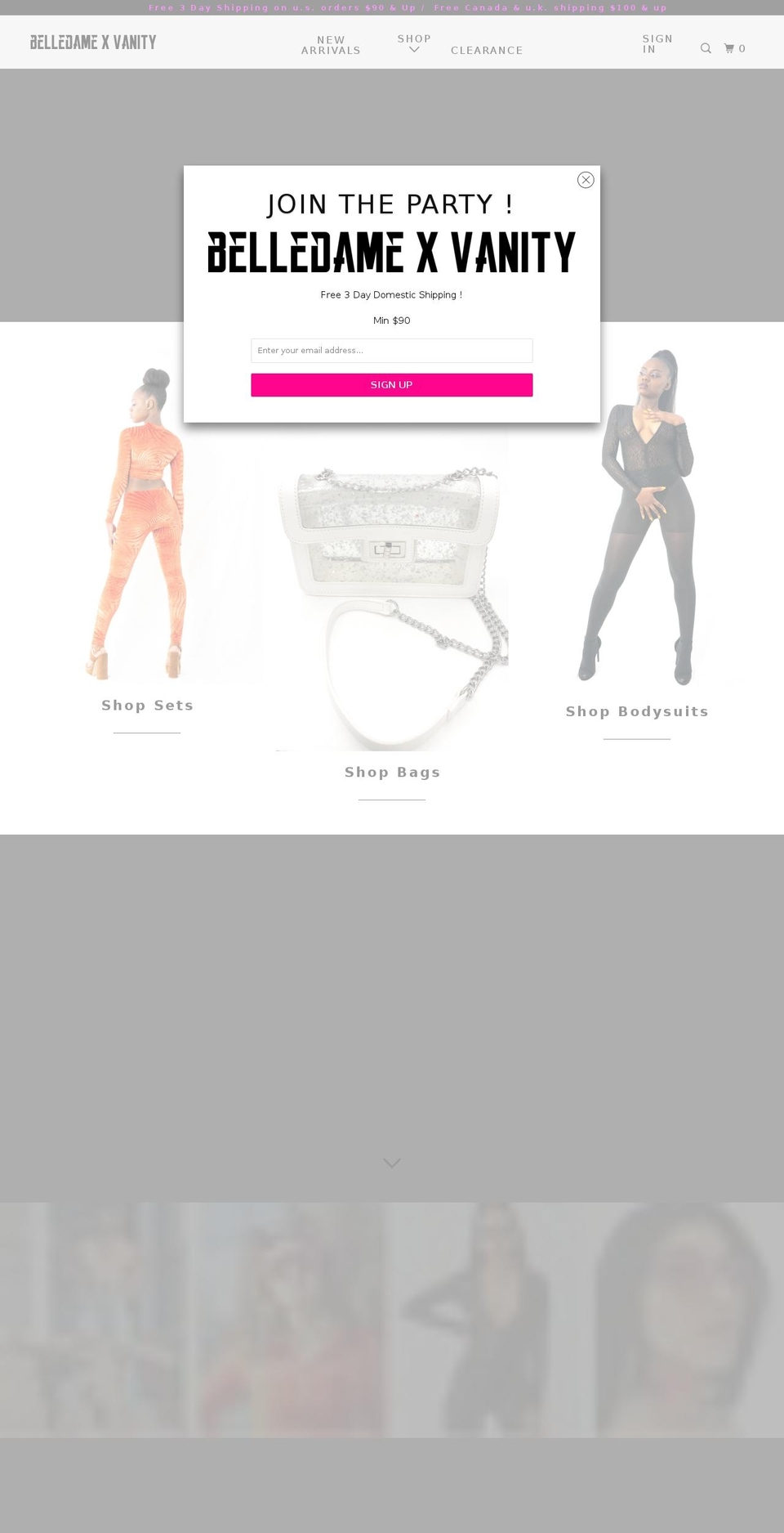 bellexdame.com — Shopify storefront screenshot