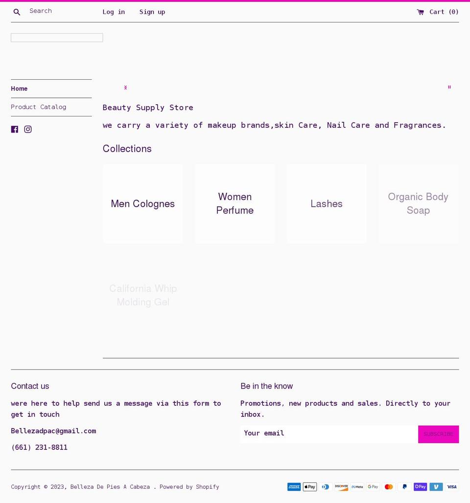 bellezadepiesacabeza.com shopify website screenshot