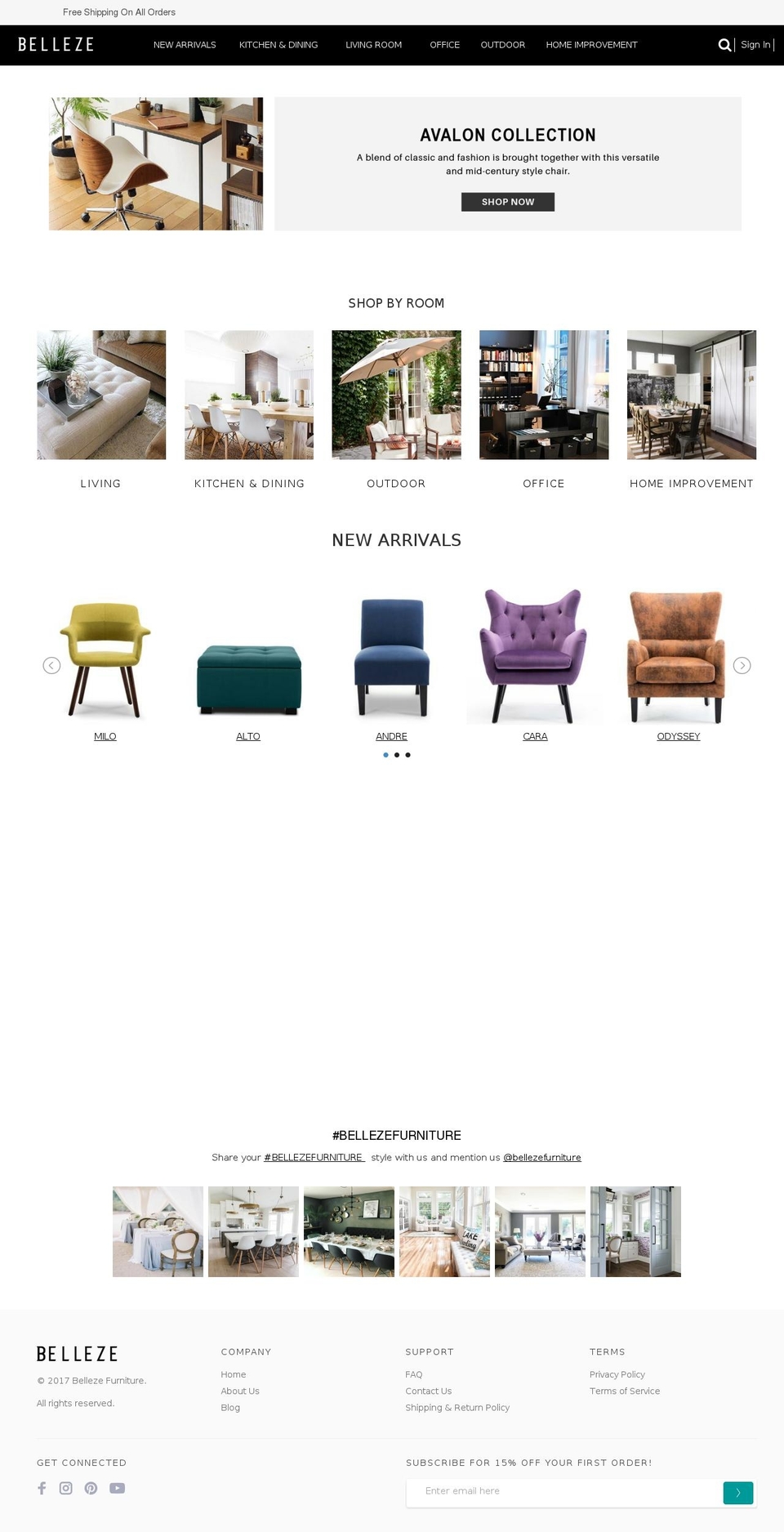 bellezzafurniture.com — Shopify storefront screenshot