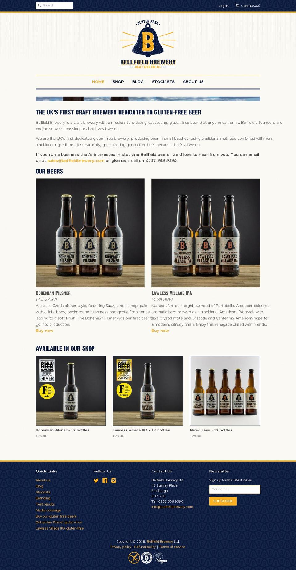 Bellfield - Minimal Shopify theme site example bellfield-brewery.com
