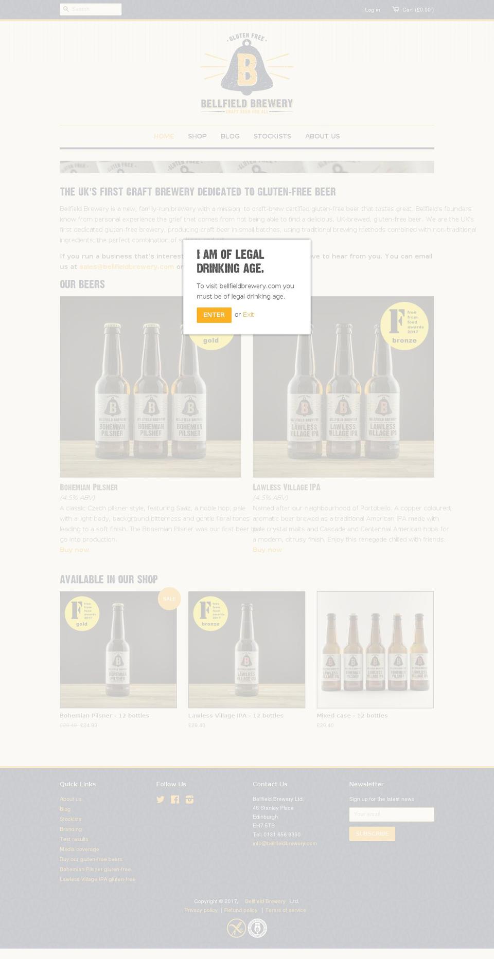Bellfield - Minimal Shopify theme site example bellfieldbrewery.com