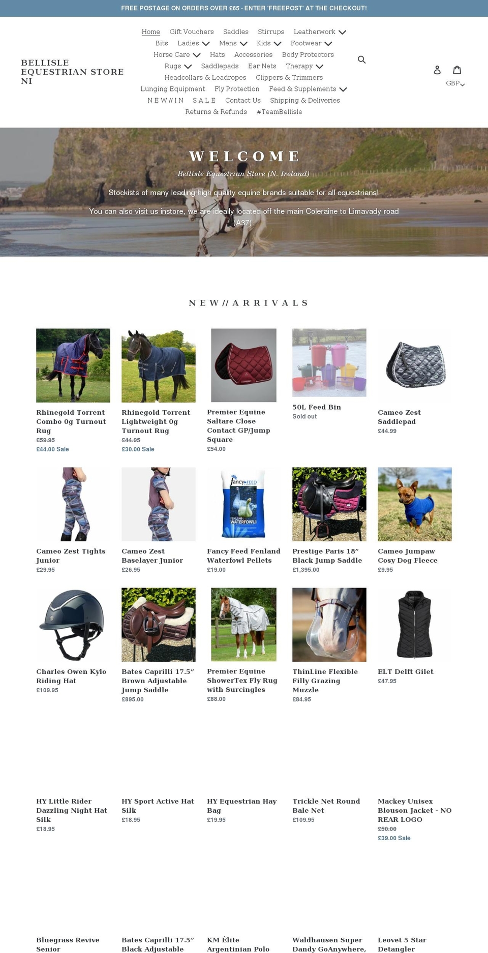 bellisleequestrian.co.uk shopify website screenshot