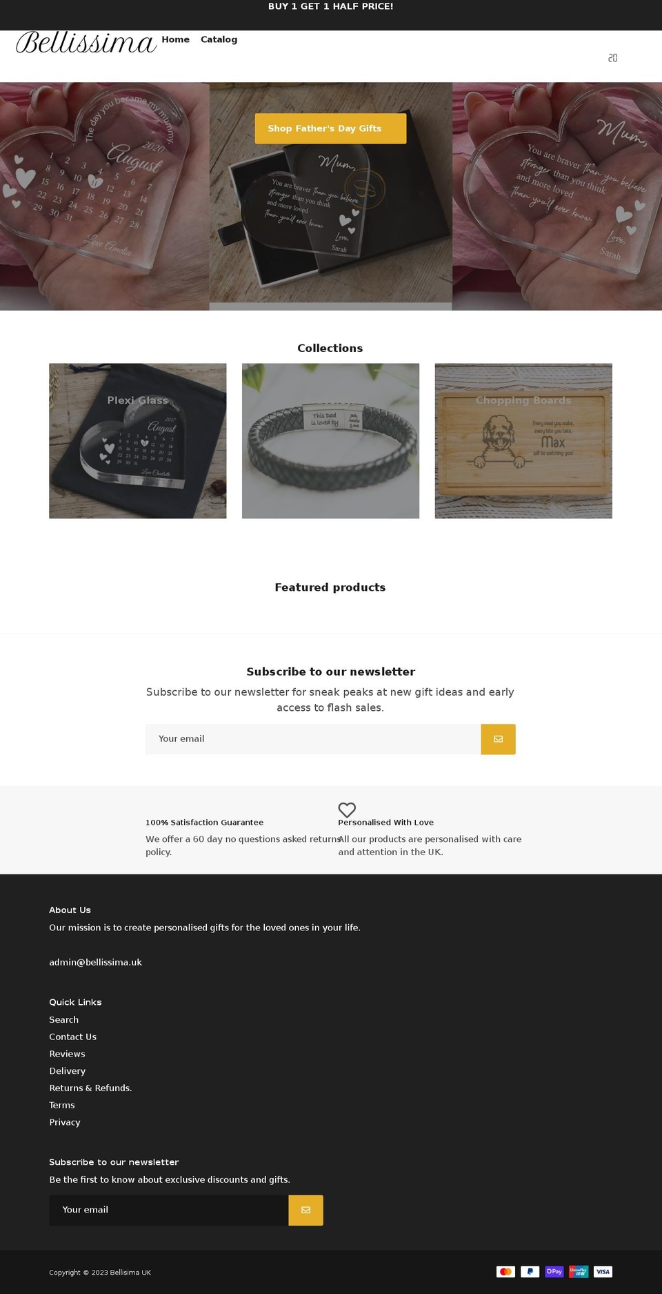 bellissima.uk shopify website screenshot