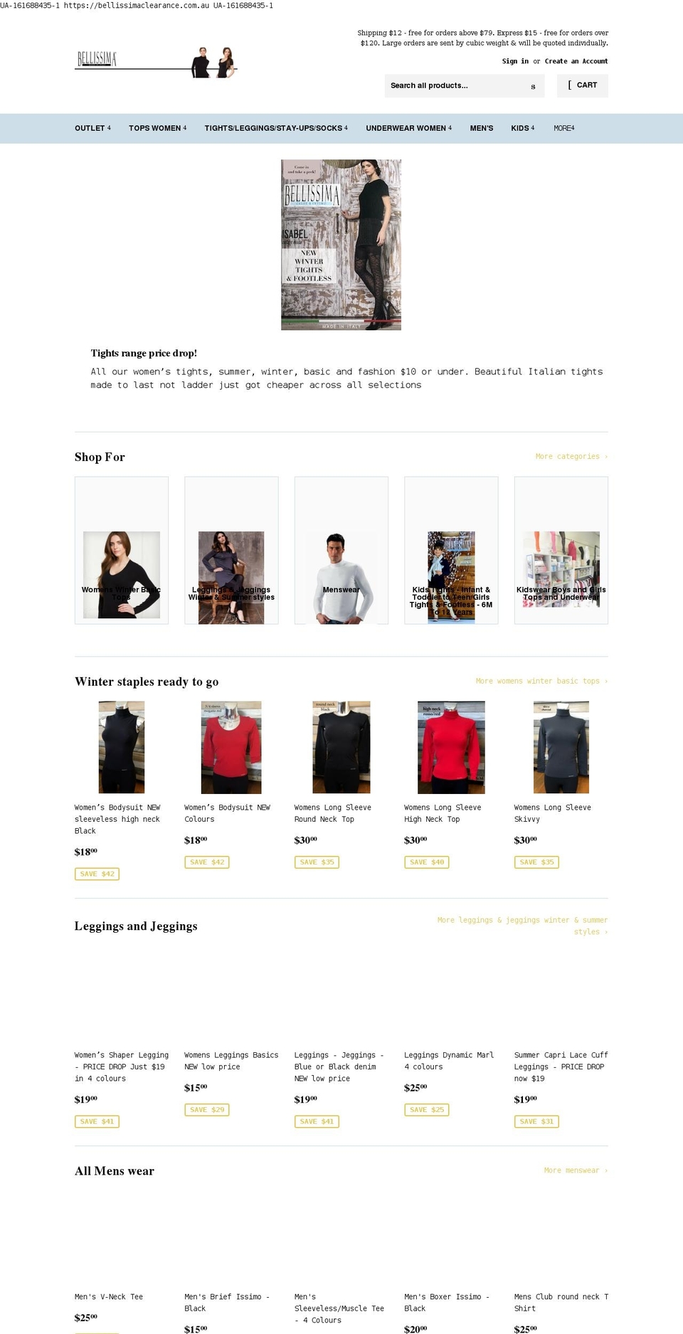 bellissimaclearance.com.au shopify website screenshot