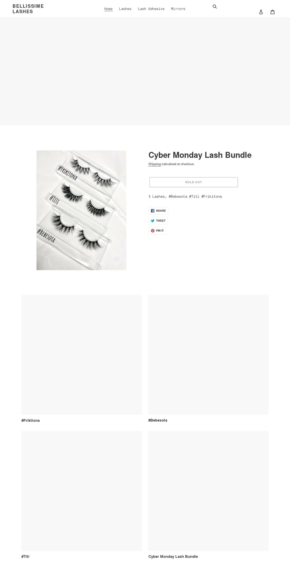 bellissime-lashes.com shopify website screenshot