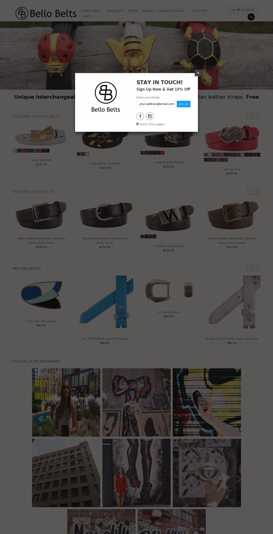 QUEEN Shopify theme site example bellobelts.com