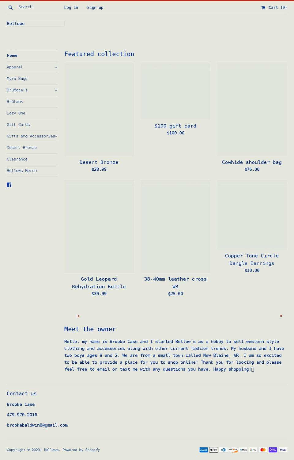 bellowsboutique.com shopify website screenshot