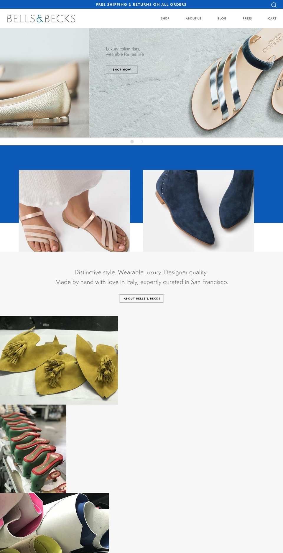 bellsandbecks.com — Shopify storefront screenshot