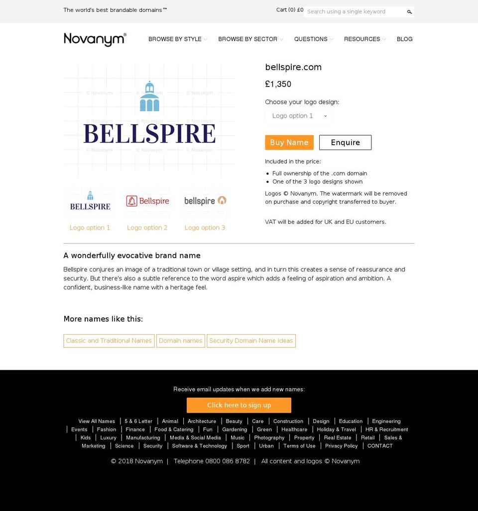 bellspire.com — Shopify storefront screenshot