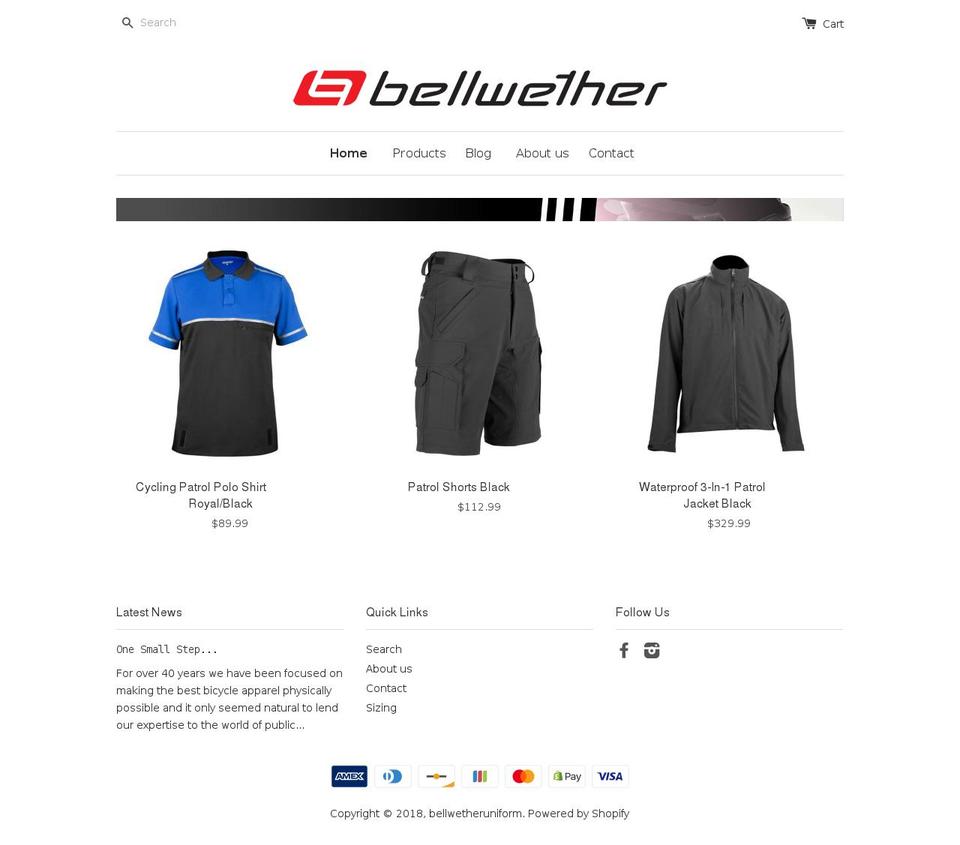 bellwetheruniform.com — Shopify storefront screenshot