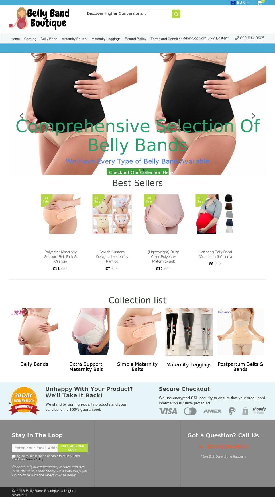 bellybandboutique.com — Shopify storefront screenshot