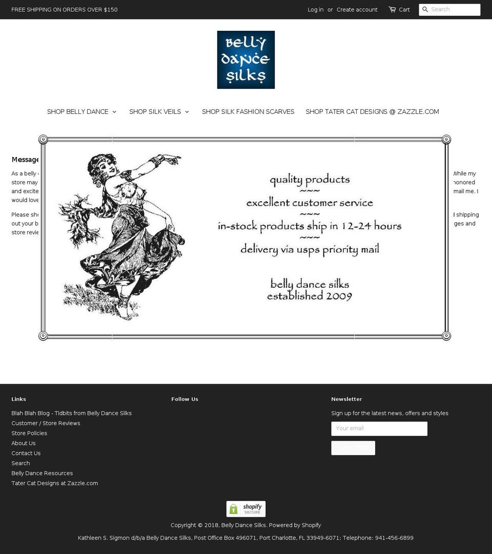 bellydancesilks.com — Shopify storefront screenshot