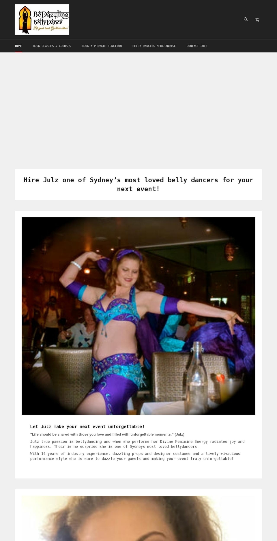 bellydancing.com.au shopify website screenshot