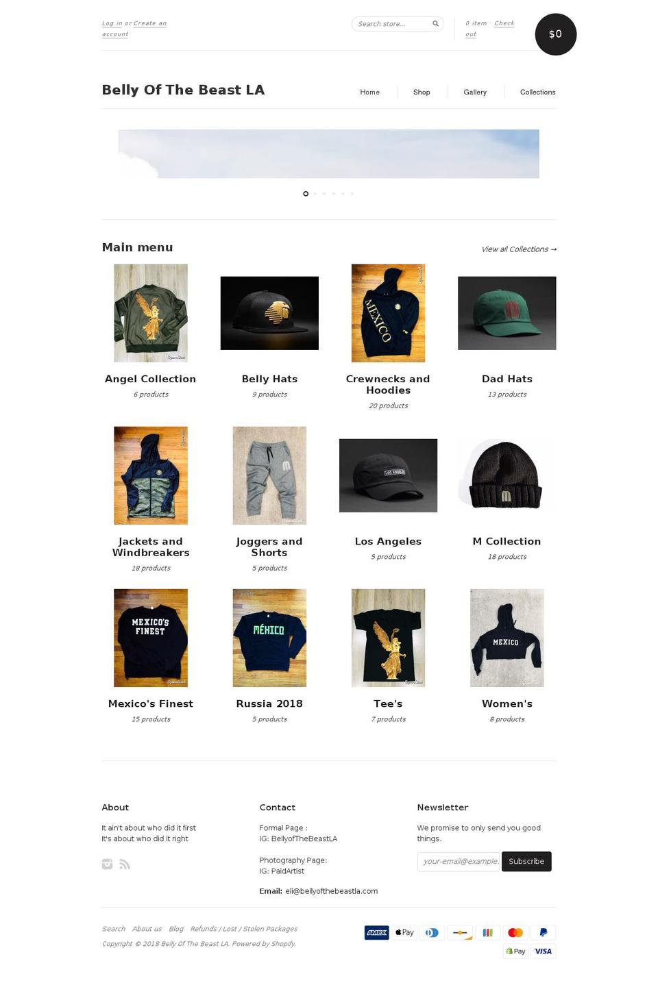 bellyofthebeastla.com — Shopify storefront screenshot