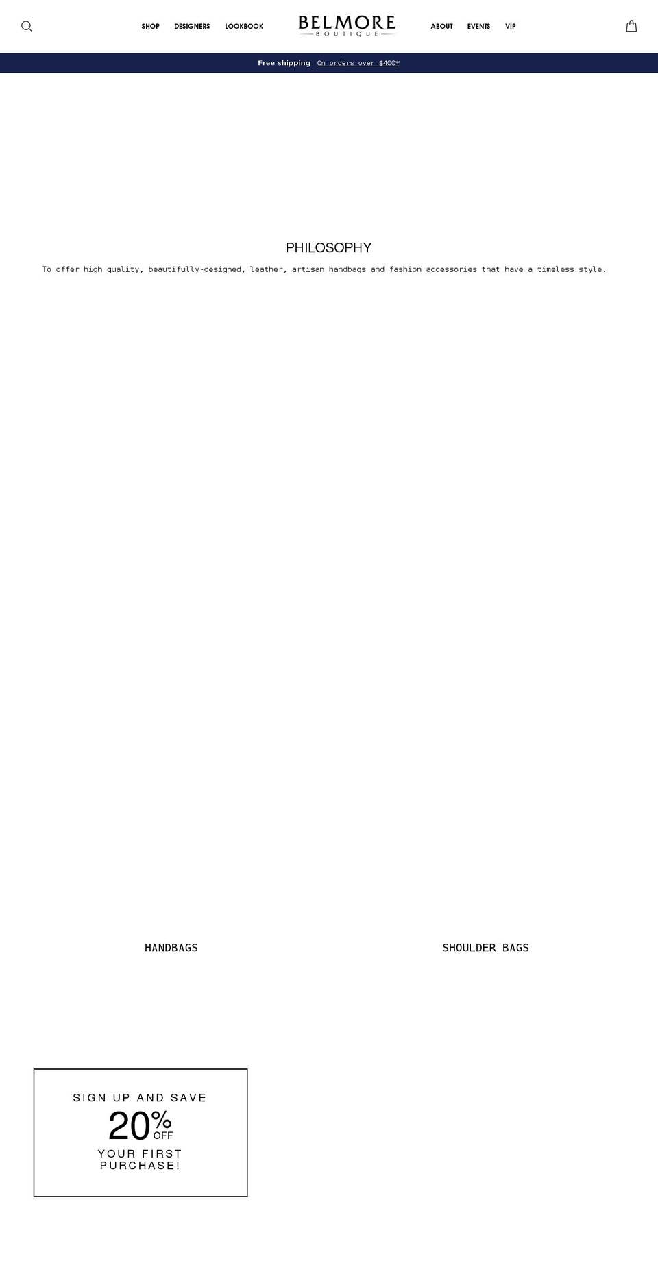 belmoreboutique.com shopify website screenshot
