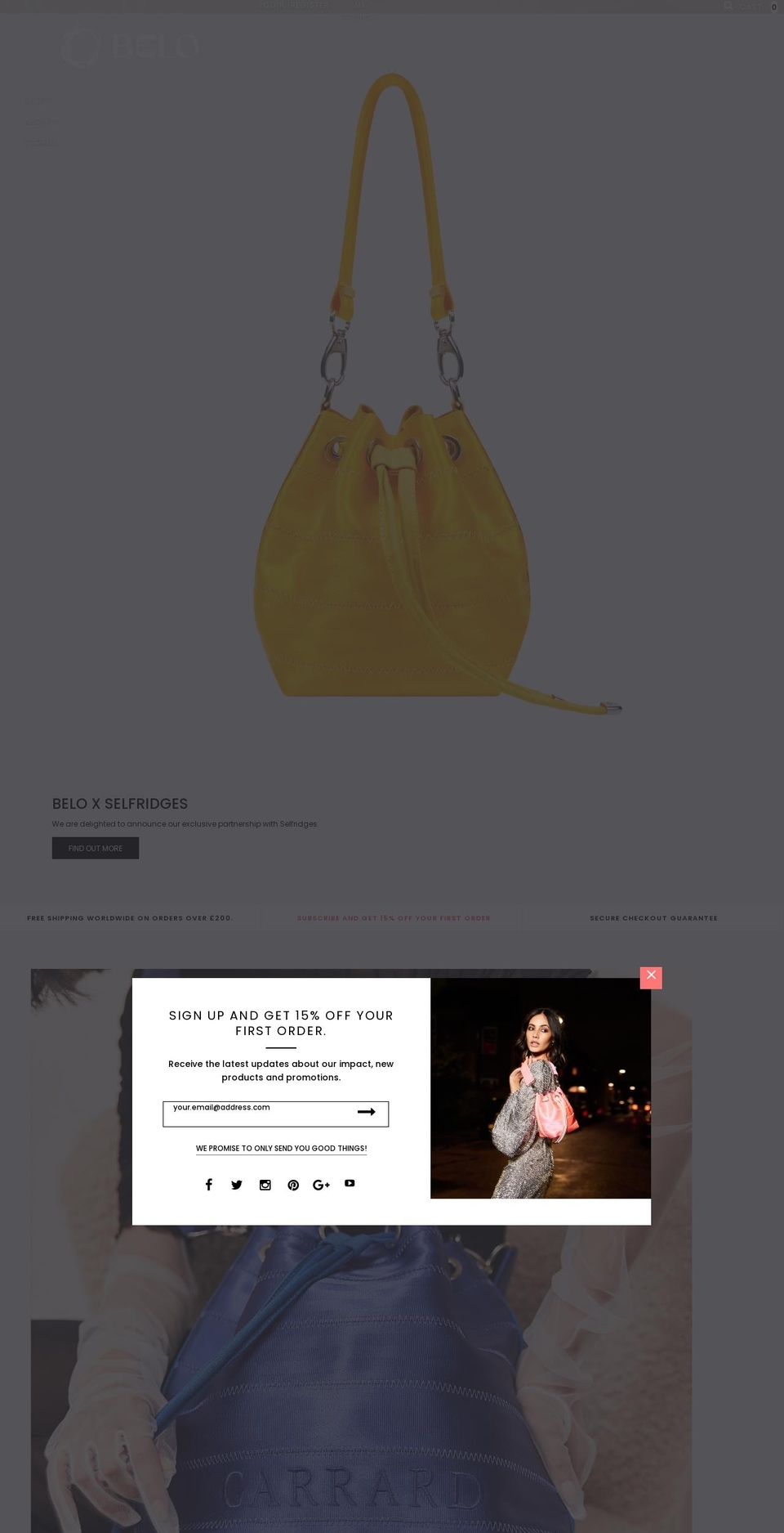 belobags.com shopify website screenshot