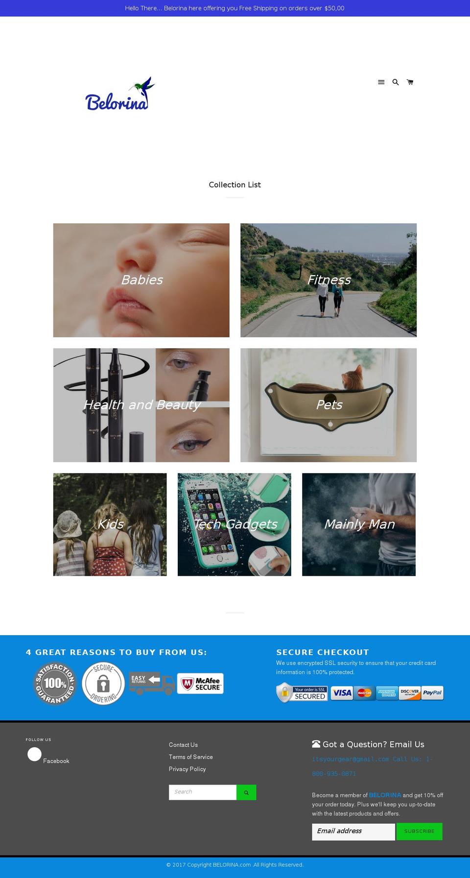 belorina.com — Shopify storefront screenshot