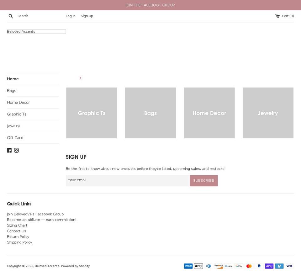 belovedaccents.com shopify website screenshot