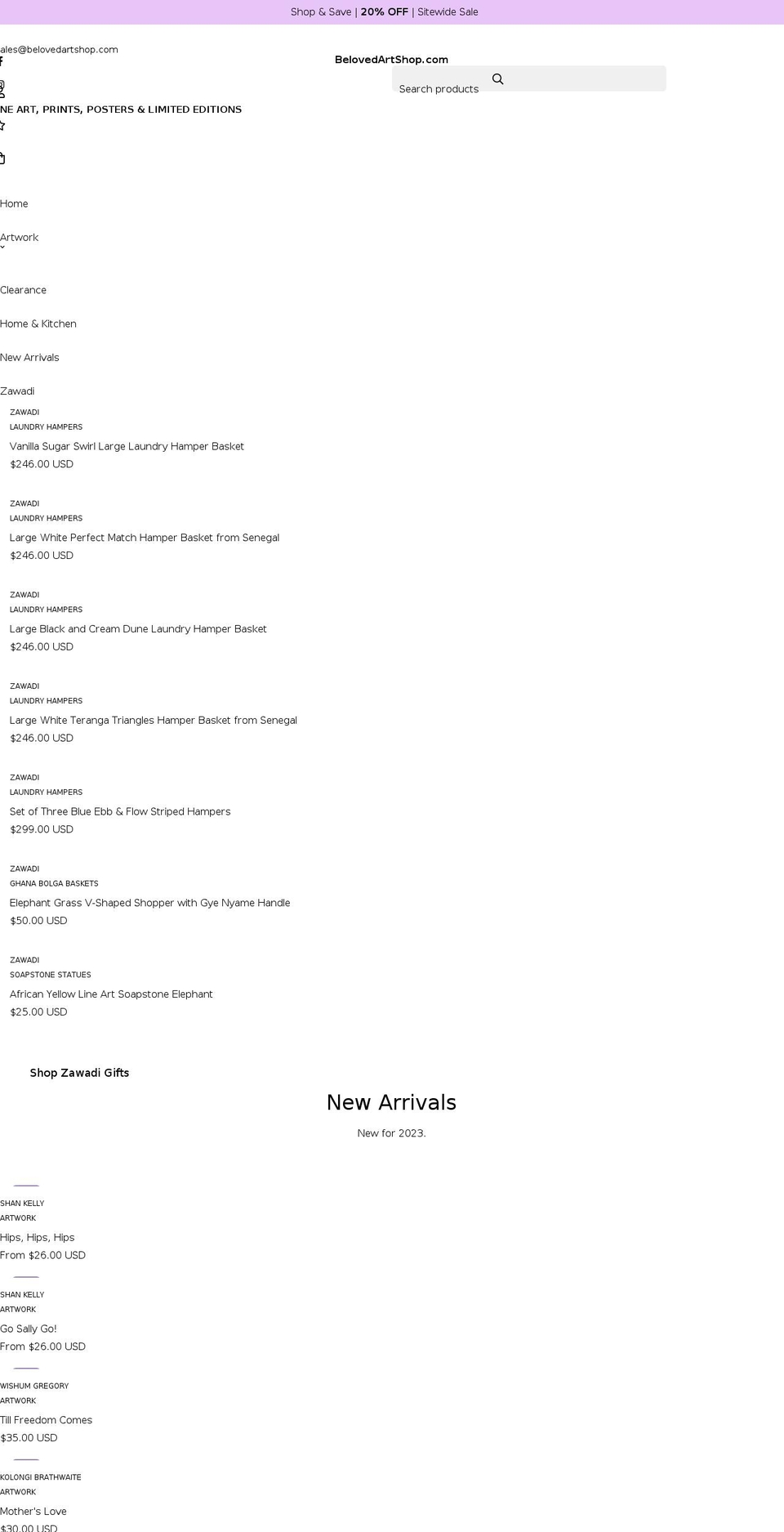 belovedartshop.com shopify website screenshot