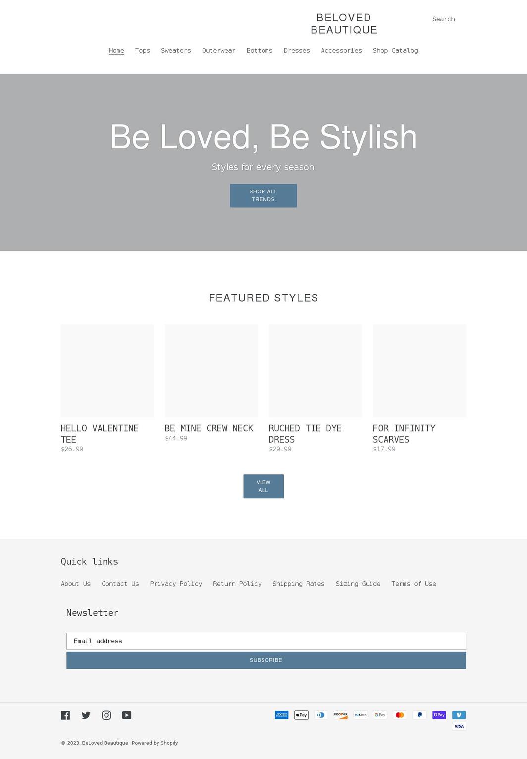 belovedbeautique.com shopify website screenshot